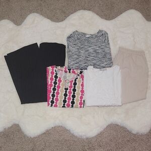 Stylish Clothing w Black Dress Pants, Capris, Tops Name Brand Mix Match Plus Lot